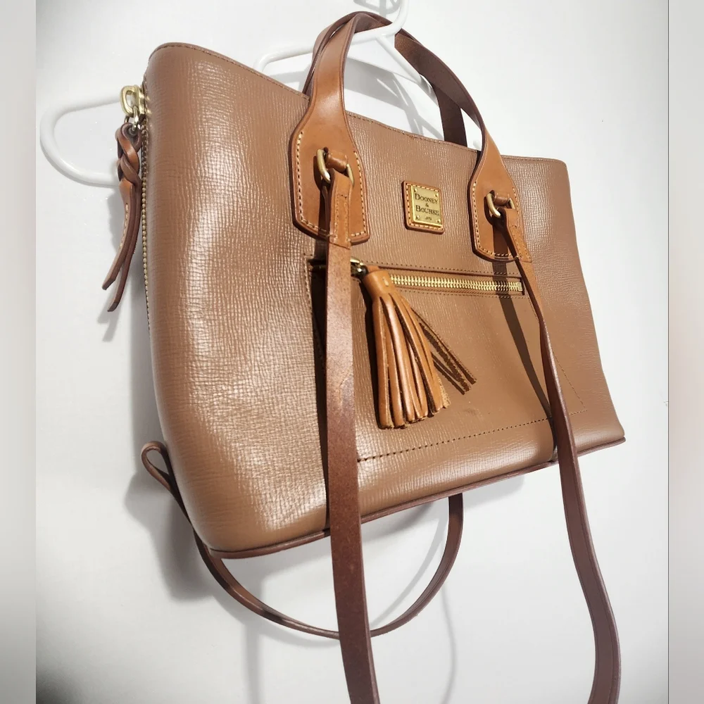 Dooney & Bourke Morgan Saddle Tan Leather Handbag With Coin Wallet